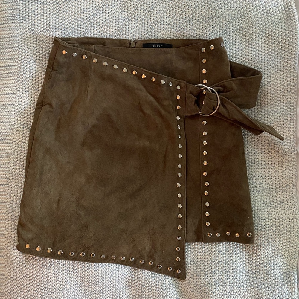 Suede Skirt with Tie